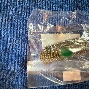 Green Stone Silver-Tone Statement Ring